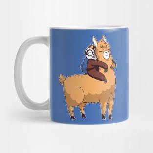 Cute Nerdy Sloth Riding a Llama Mug